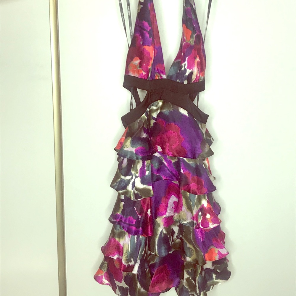 Bebe - Silk Floral Ruffed layered dress